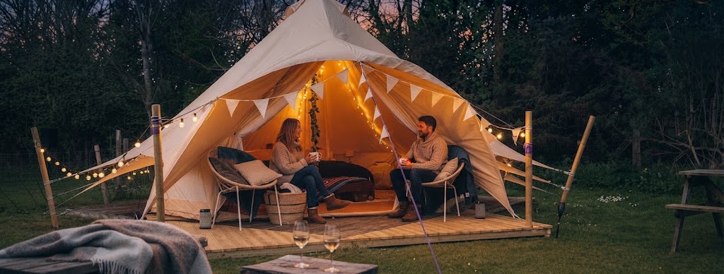 Single glamping cabin alone in a wooded North Wales clearing