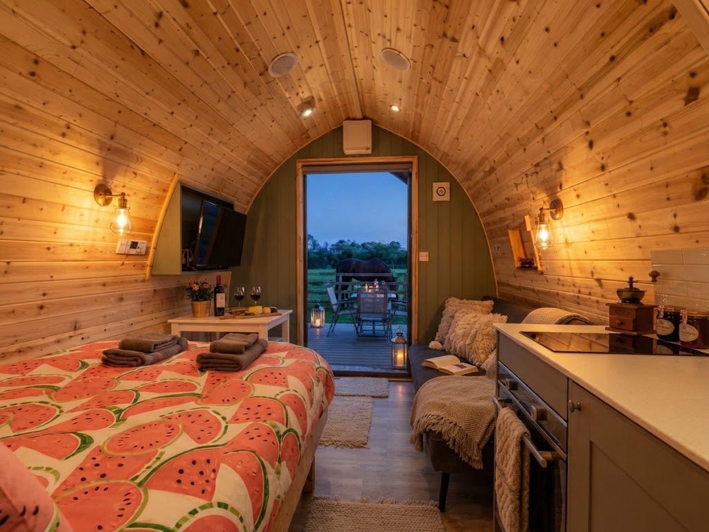 Glamping dome with transparent roof panel on the Gower Peninsula