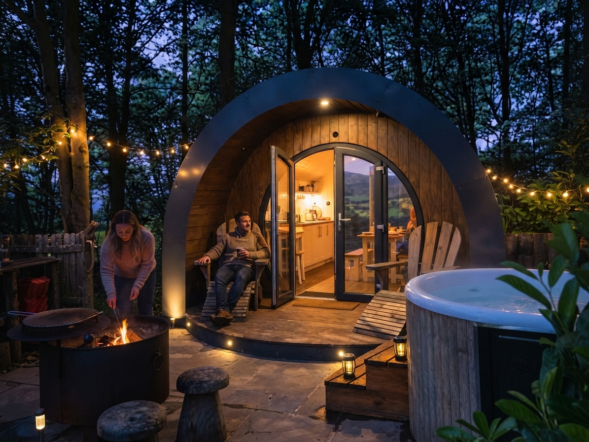 Safari tent with hot tub in a sheltered valley near Tenby