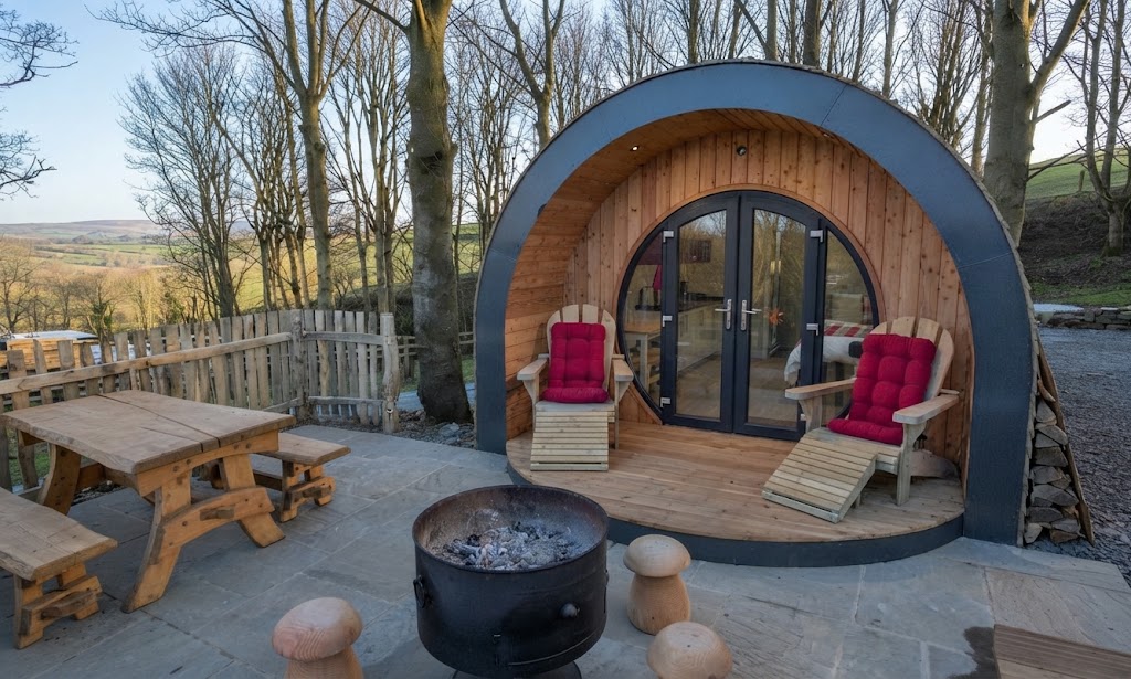 Night sky full of stars above a glamping pod in mid Wales